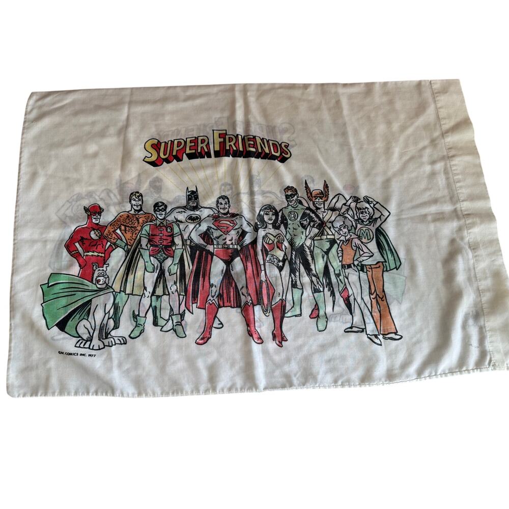 Vintage DC Comics Superfriends 1977 Pillowcase Superman Batman
